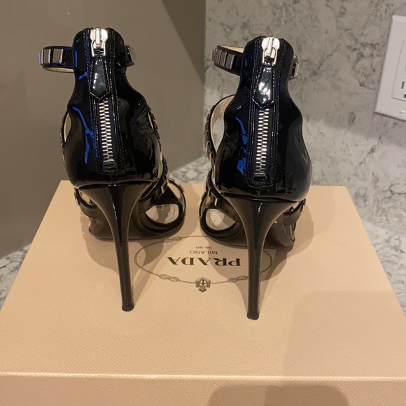 Prada Vernice Nero High Heel Sandal- Black- Size 39 - Picture 3 of 5
